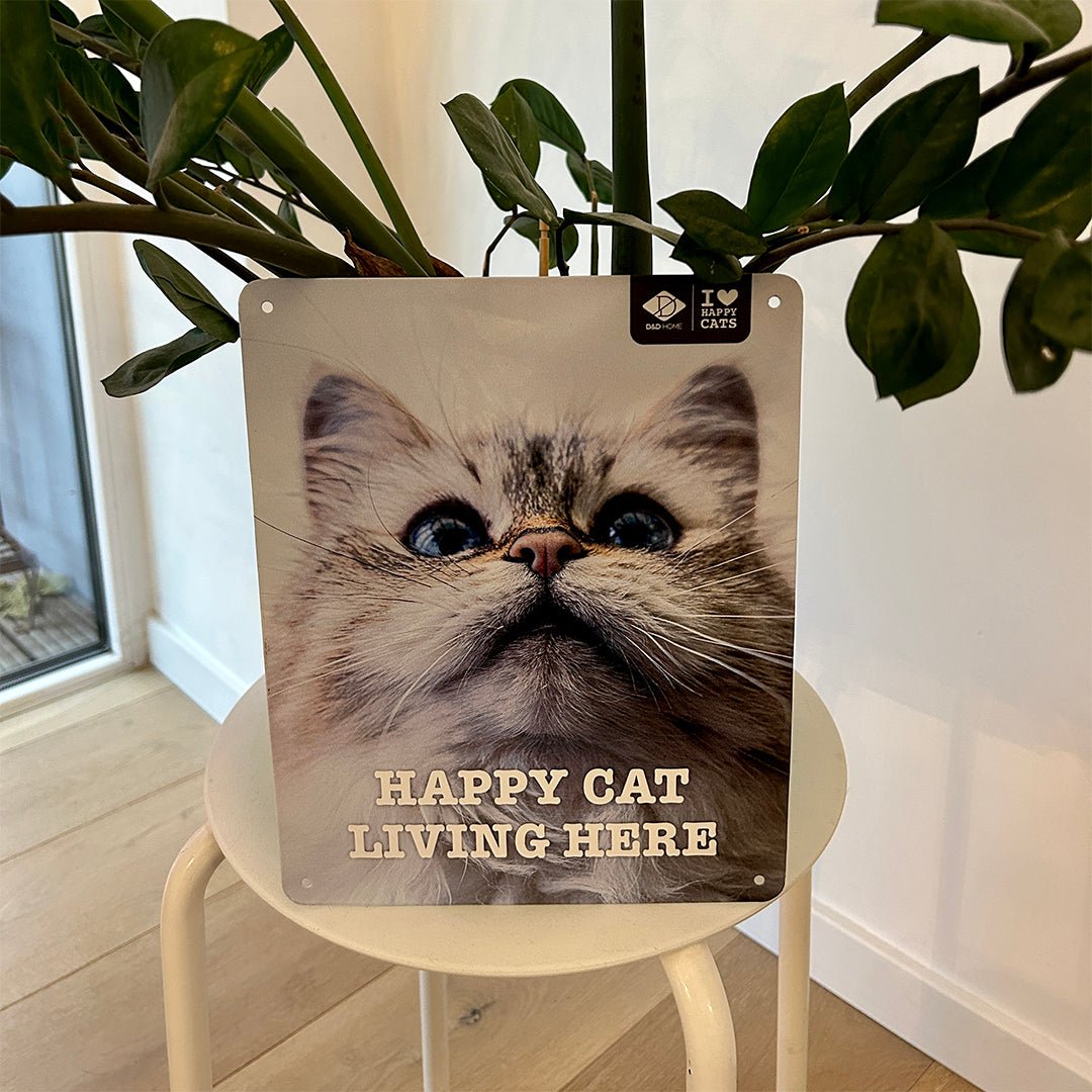 I LOVE Happy Cats bord 'living here' Waarschuwingsbord D&D Home - I LOVE Happy Cats