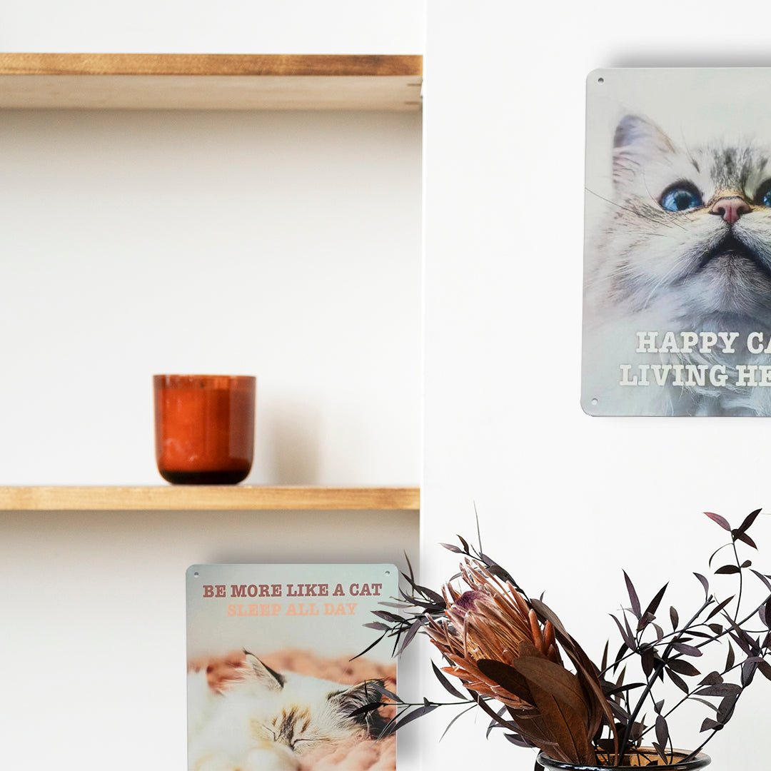 I LOVE Happy Cats bord 'living here' Waarschuwingsbord D&D Home - I LOVE Happy Cats