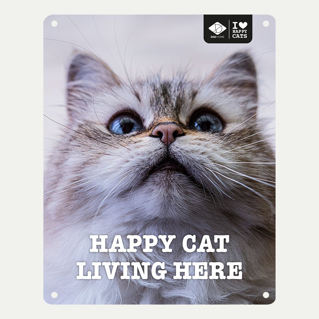 I LOVE Happy Cats bord 'living here' Waarschuwingsbord D&D Home - I LOVE Happy Cats