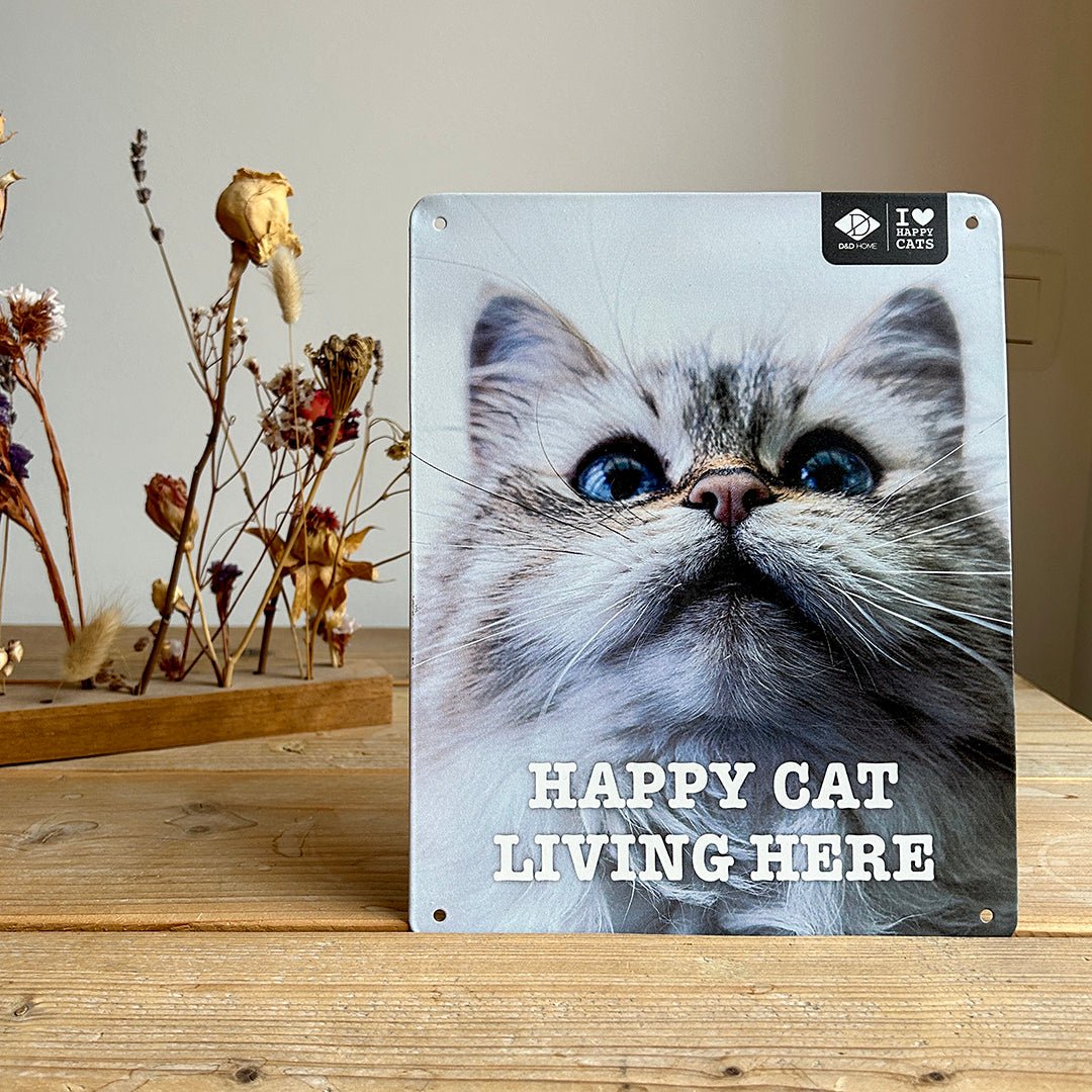 I LOVE Happy Cats bord 'living here' Waarschuwingsbord D&D Home - I LOVE Happy Cats