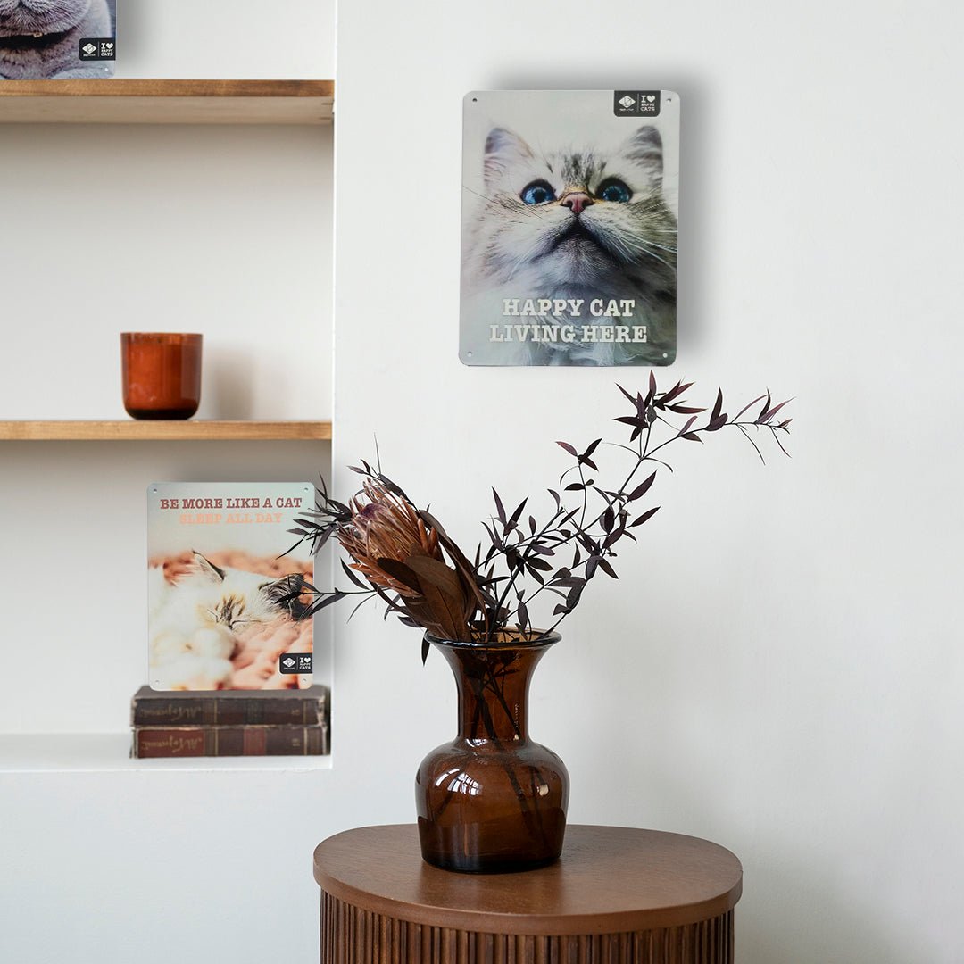 I LOVE Happy Cats bord 'living here' Waarschuwingsbord D&D Home - I LOVE Happy Cats